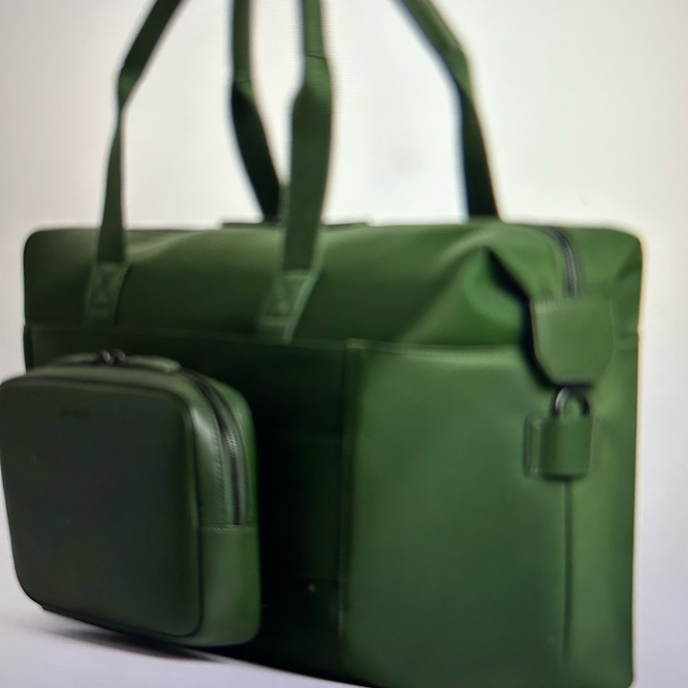 Green Duffle Bag with Structured Design and Removable Strap - Picture 2 of 9